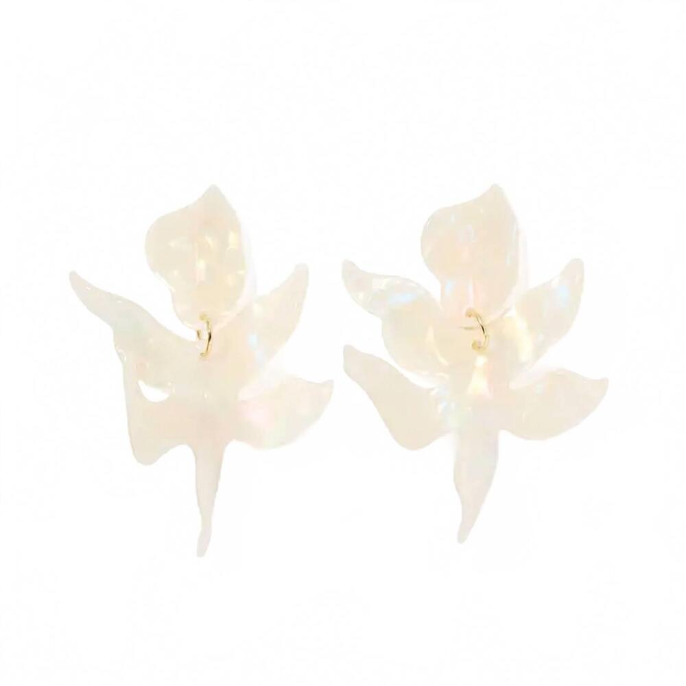 NEW LINNY CO women's flora statement earrings in iridescent